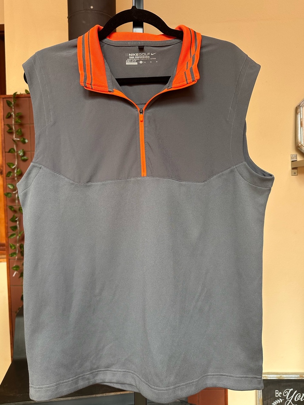 #284- Nike Golf Tour Performance Men’s Gray with Orange Trim Sleeveless Vest